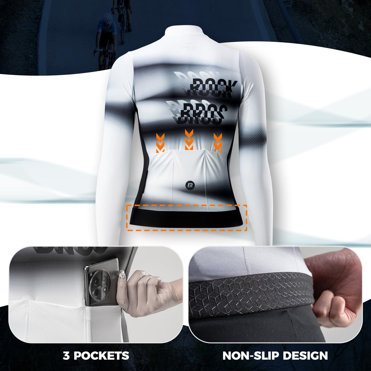 ROCKBROS ROCKBROS Damska Koszulka Rowerowa z Długim Rękawem Szybkoschnąca Koszulka na Rower na Lato z 3 Kieszeniami, Top do Ćwiczeń, Idealna na Rowery, Szosy, MTB, Bieganie, Wędrówki, Fitness, S-XXL Koszulki