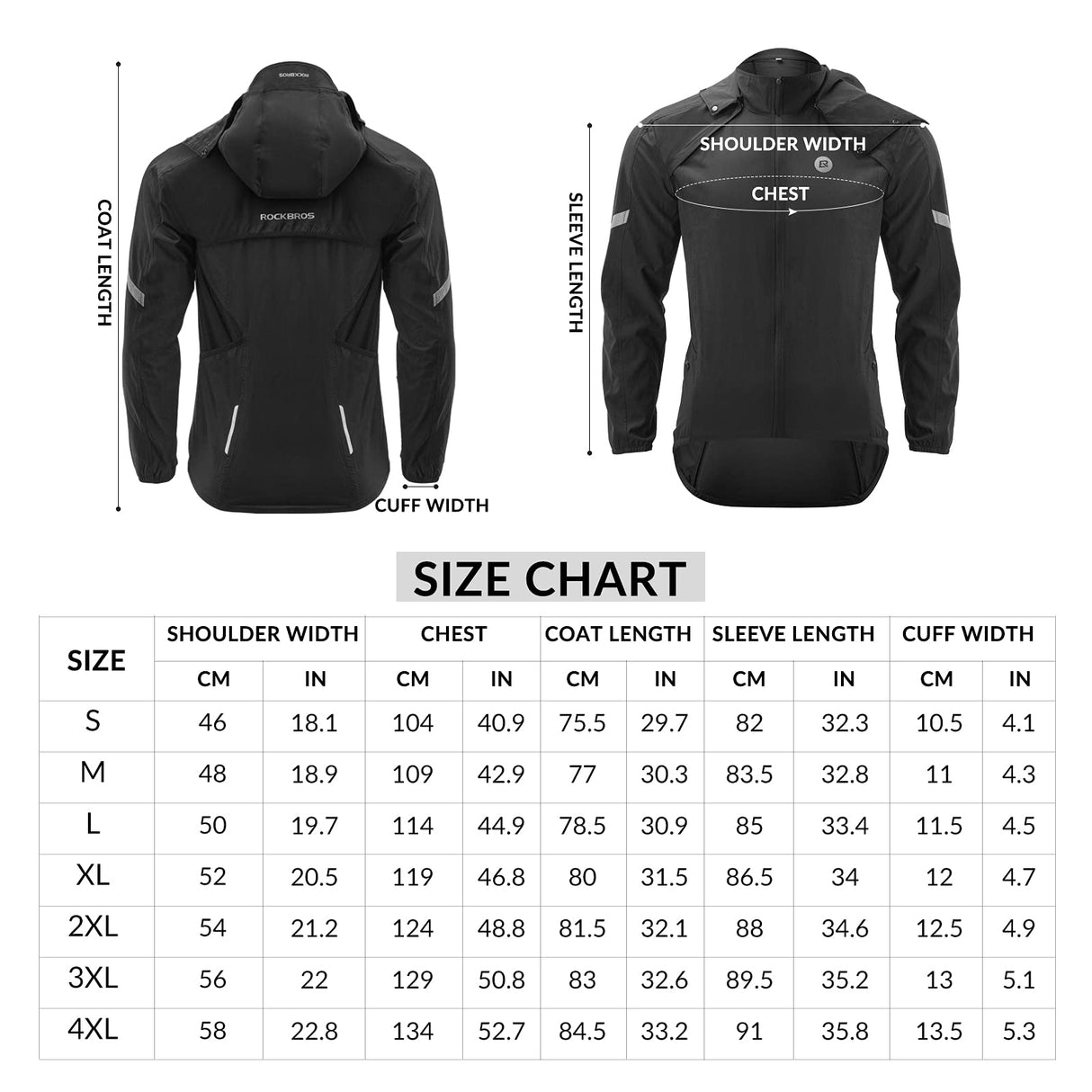 ROCKBROS-PL ROCKBROS Kurtka Rowerowa Wiatroodporna, Przeciwsłoneczny Płaszcz, Odpinan, Oddychająca, Szybkoschnąca, Odblaskowa, Regulowana, M-4XL, do Wielu Sportów na Świeżym Powietrzu i Codziennego Noszenia, dla Kobiet i Mężczyzn Kurtki