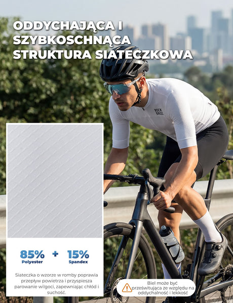 ROCKBROS Męska Koszulka Kolarska o Dopasowanym Kroju Oddychająca z Krótkim Rękawem Koszulki