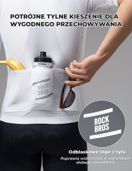 ROCKBROS Męska Koszulka Kolarska o Dopasowanym Kroju Oddychająca z Krótkim Rękawem Koszulki