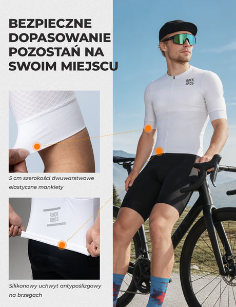 ROCKBROS Męska Koszulka Kolarska o Dopasowanym Kroju Oddychająca z Krótkim Rękawem Koszulki