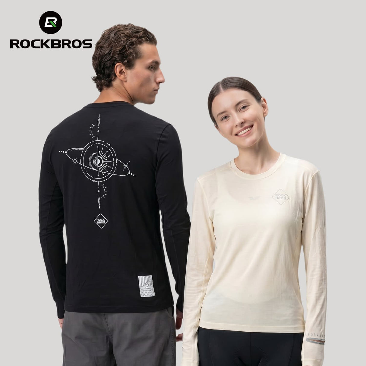 ROCKBROS Męska Koszulka Rowerowa z Wełną merynosa i Tencel Koszulki
