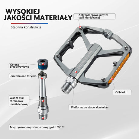 Pedał Rowerowy ze Stopu Aluminium Antypoślizgowy -K371