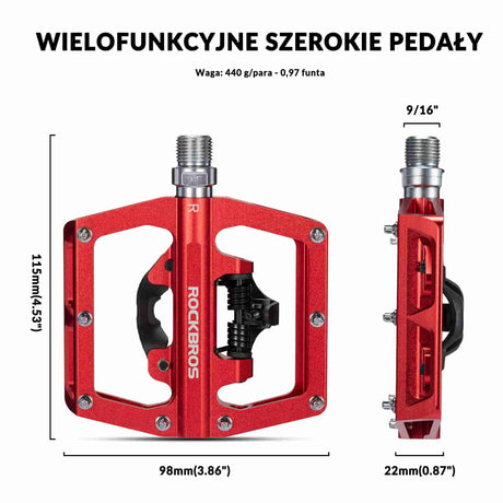 Pedały Rowerowe Aluminiowe Antypoślizgowe Pedały SPD/Pedały Platformowe 9/16"