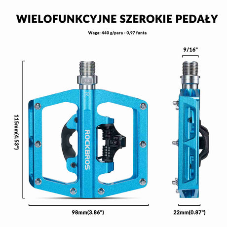 Pedały Rowerowe Aluminiowe Antypoślizgowe Pedały SPD/Pedały Platformowe 9/16"