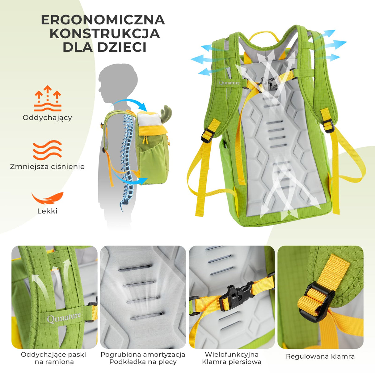 Qunature Plecak Podróżny Dla Dzieci z Motywem Renifera 8L-H68 Plecaki