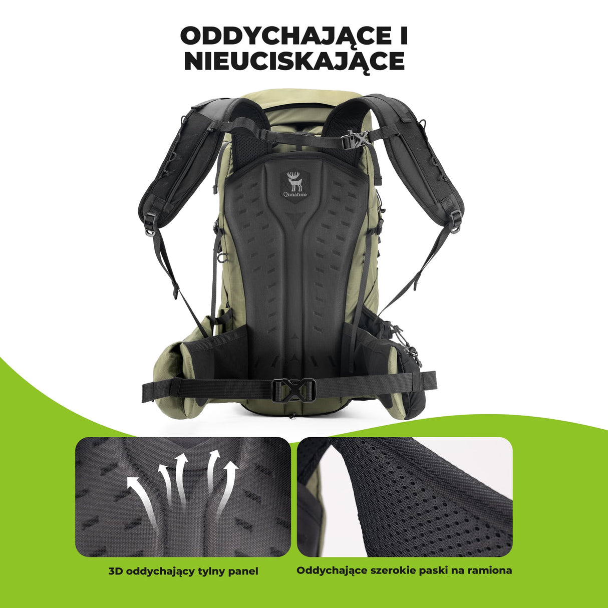 Qunature Qunature Plecak Trekkingowy 25 L z Odpinaną Kieszenią I Dostępem Bocznym-H64 Qunature-Wędrówki