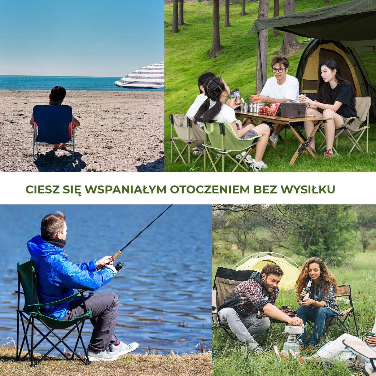 Qunature Składane Krzesło Kempingowe dla Dzieci/Dorosłych