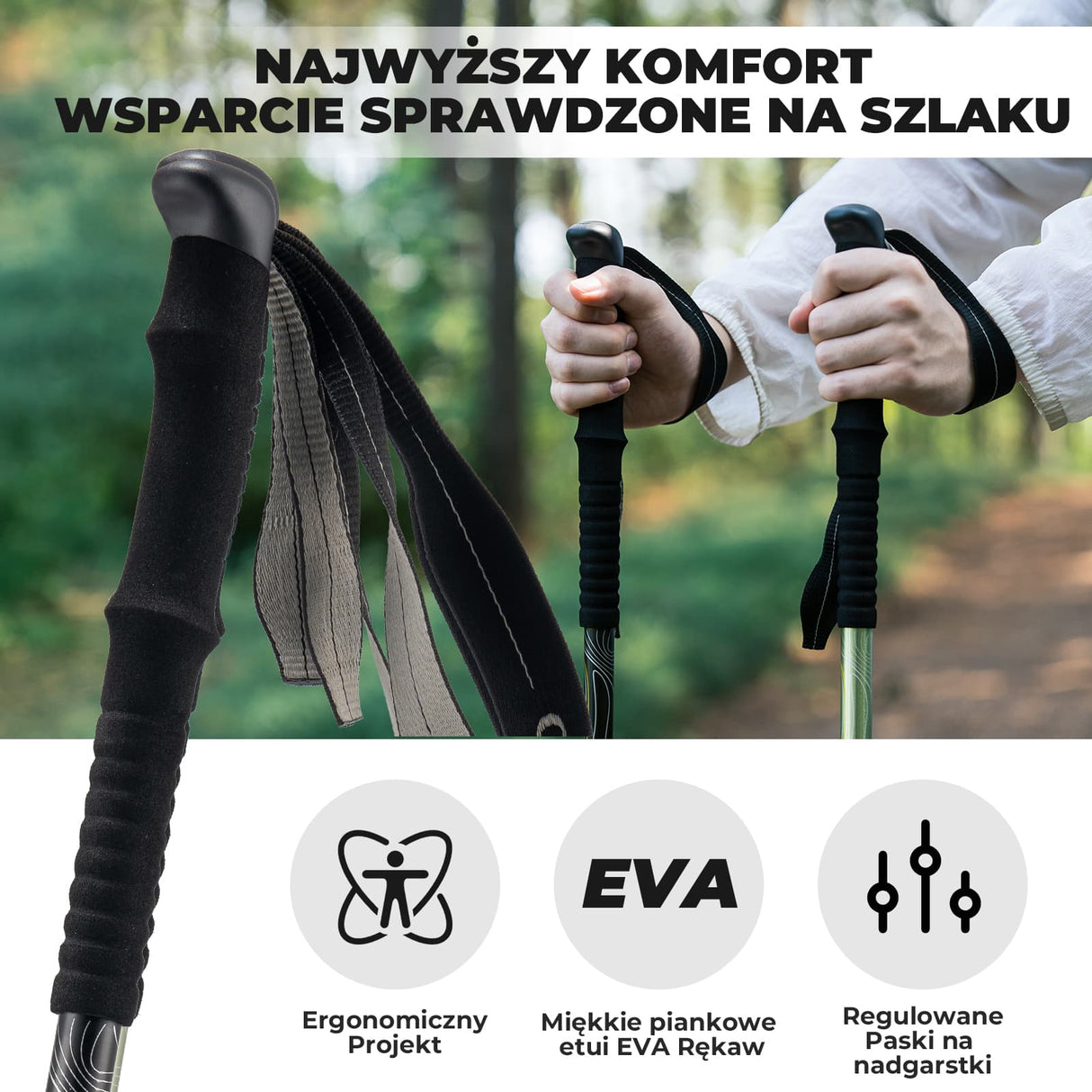 Qunature Qunature Ultralekki Kij Trekkingowy 3-częściowy Qunature-Wędrówki