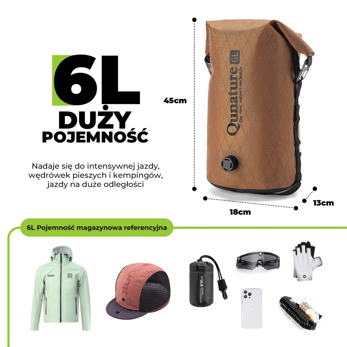 Qunature Bikepacking Wodoszczelna Torba na Kierownicę 6 L / 12 L