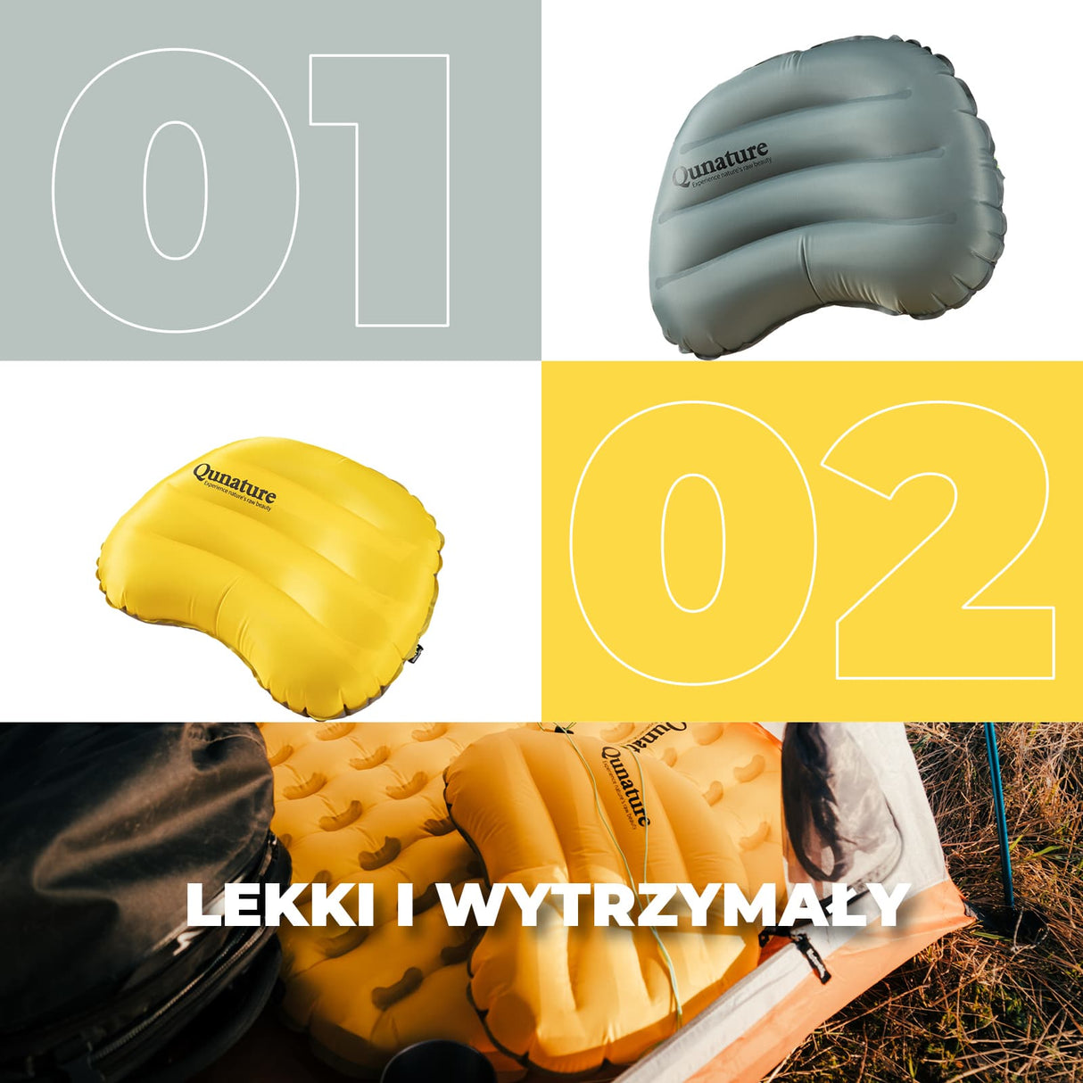 Qunature Qunature Ultralekka Dmuchana Poduszka Kempingowa Biwak