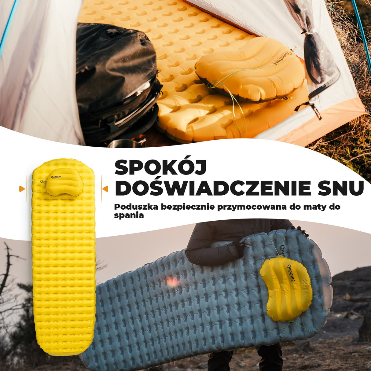 Qunature Qunature Ultralekka Dmuchana Poduszka Kempingowa Biwak