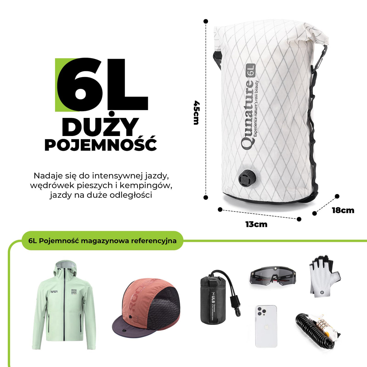 Qunature Qunature Bikepacking Wodoszczelna Torba na Kierownicę 6 L / 12 L Torba Przednia