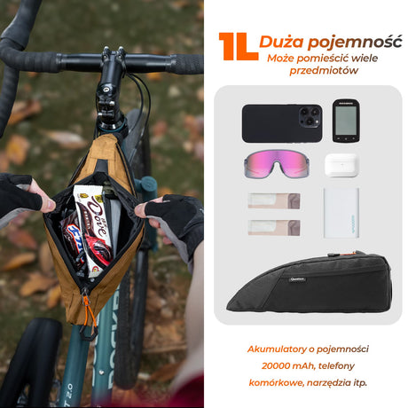Qunature Qunature Torba na Górną Rurę Ramy – Pojemność 1L do Bikepackingu Torby na ramę