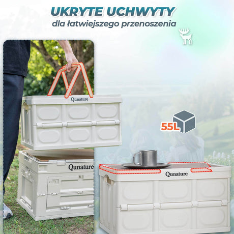 Qunature Skrzynia Kempingowa Ze Składaną Pokrywą