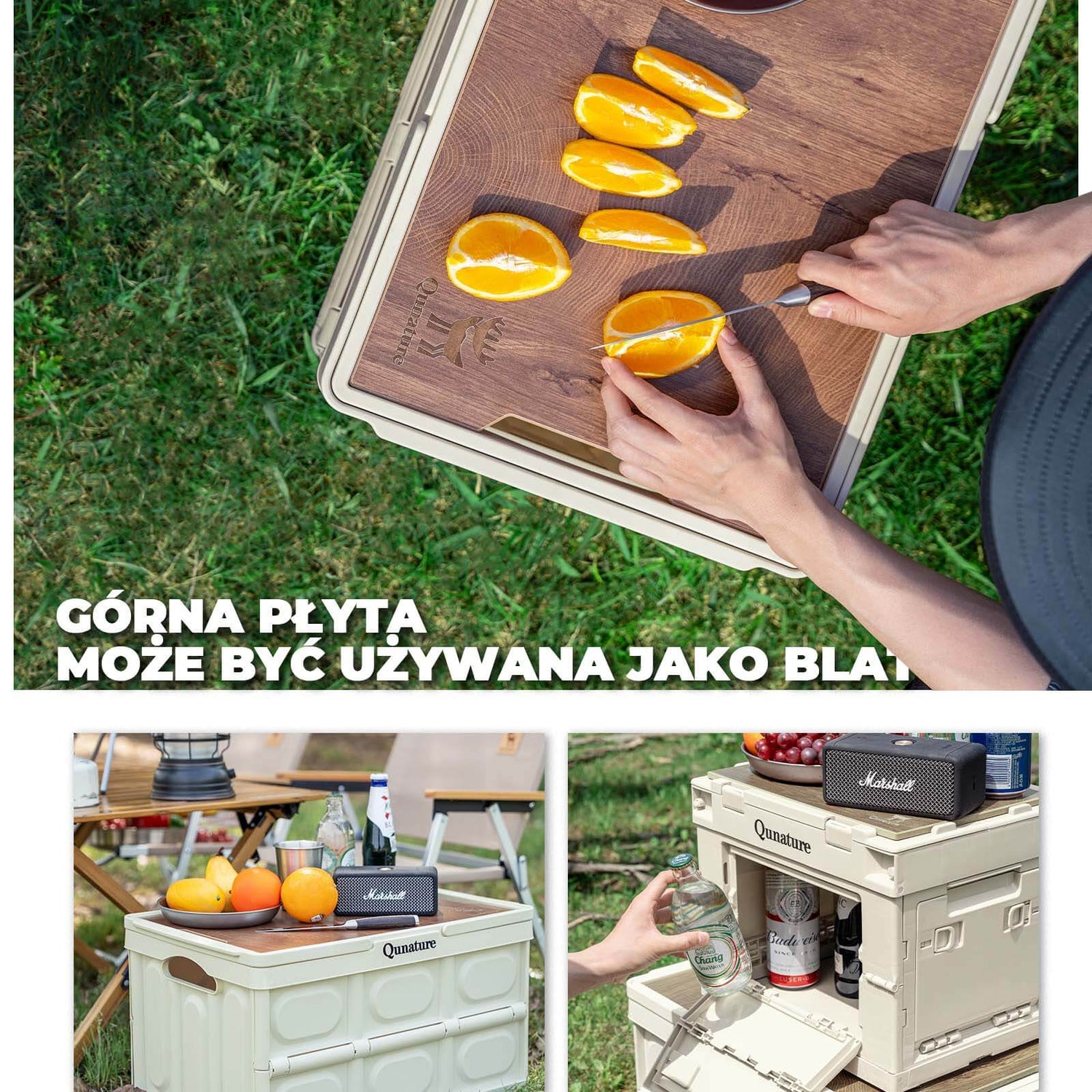 Qunature Qunature Skrzynia Kempingowa Ze Składaną Pokrywą Skrzynia kempingowa