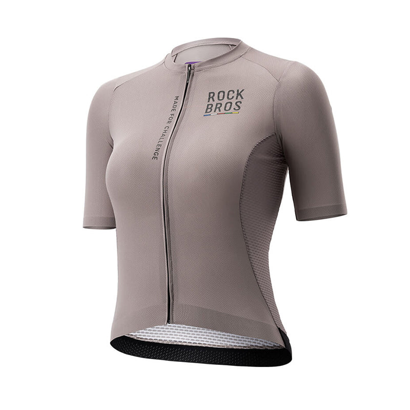 ROCKBROS ROAD TO SKY Damska Koszulka Kolarska z Krótkim Rękawem KoszulkiJasnoszary EU Size S (Asian Size M)