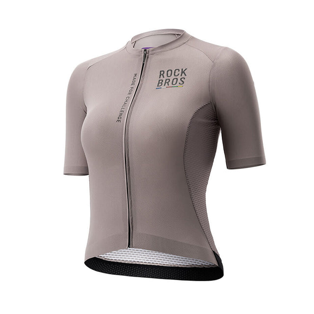 ROCKBROS ROAD TO SKY Damska Koszulka Kolarska z Krótkim Rękawem KoszulkiJasnoszary EU Size S (Asian Size M)