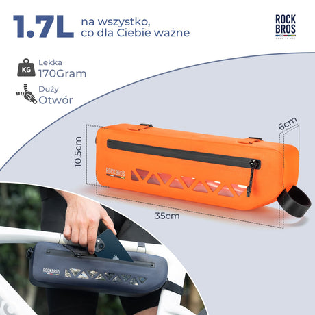 ROAD TO SKY Torba na ramę  100% Wodoodporna 1,7L-AS-140-Pomaranczowy
