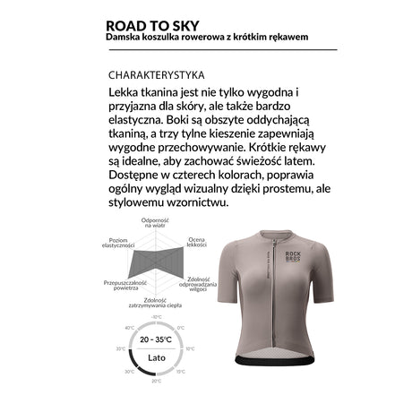 ROAD TO SKY Damska Szybkoschnąca Koszulka Rowerowa z Krótkim Rękawem Różowy