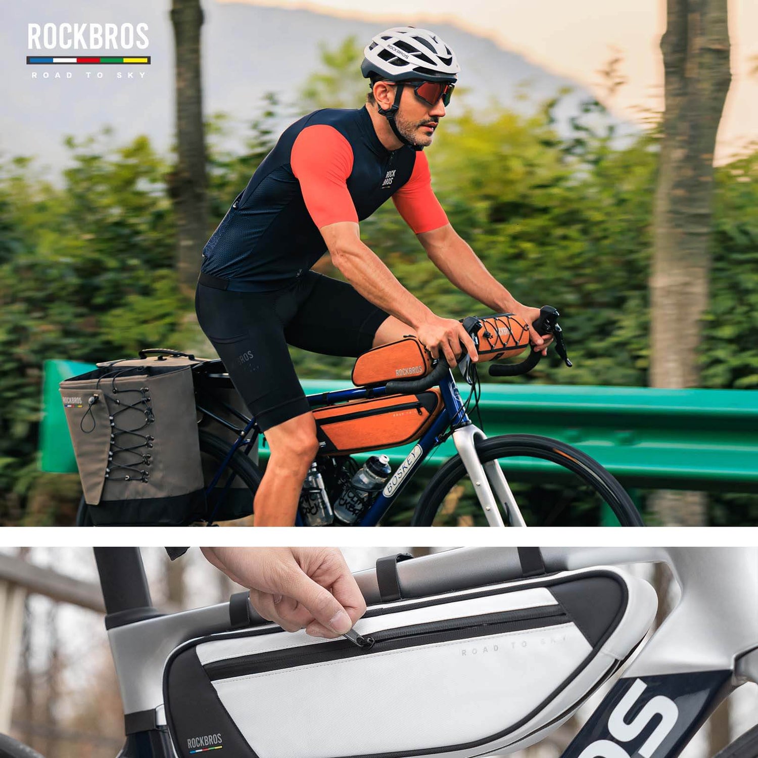 ROCKBROS ROAD TO SKY Torba Rowerowa pod Ramę Wodoodporna 2L Torby pod ramę