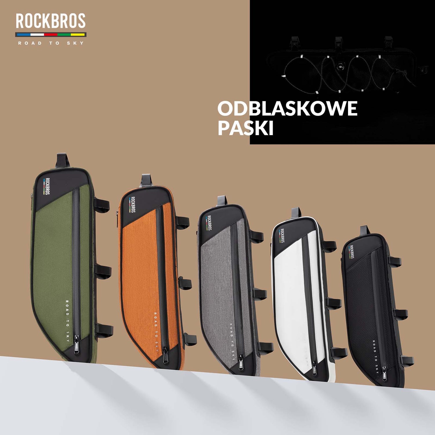 ROAD TO SKY Torba Rowerowa na Ramę Wodoodporna Odblaskowa 0,7L-Czarny