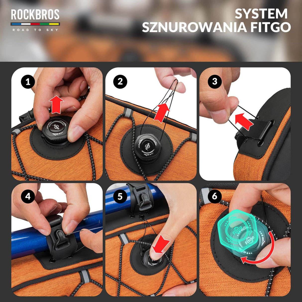 ROAD TO SKY Torba Rowerowa na Ramę Wodoodporna Odblaskowa 0,7L-Pomarańczowy