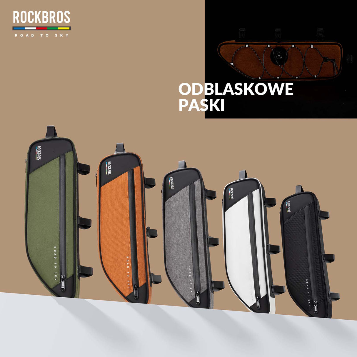 ROAD TO SKY Torba Rowerowa na Ramę Wodoodporna Odblaskowa 0,7L-Pomarańczowy