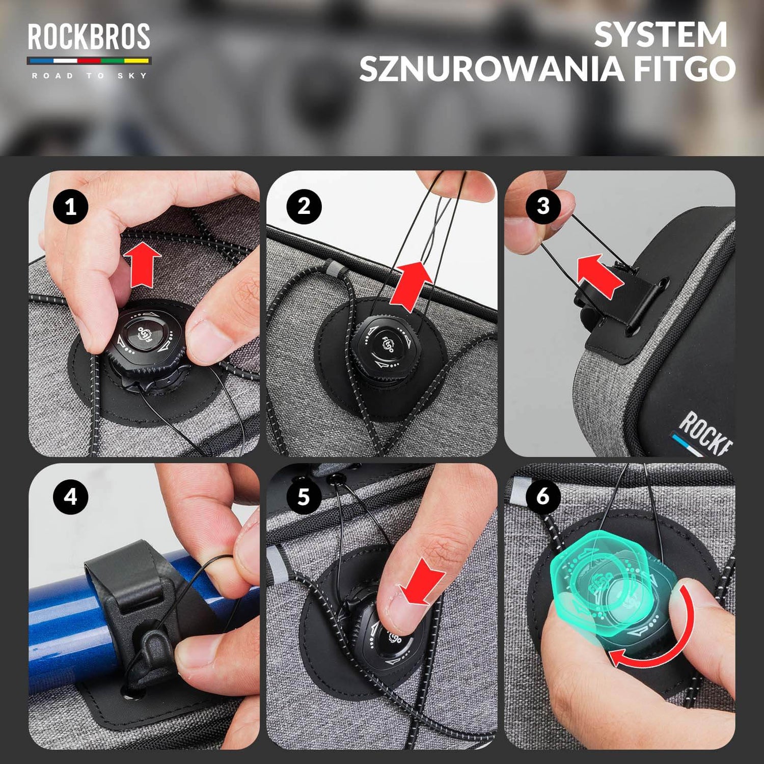 ROAD TO SKY Torba Rowerowa na Ramę Wodoodporna Odblaskowa 0,7L-Szary