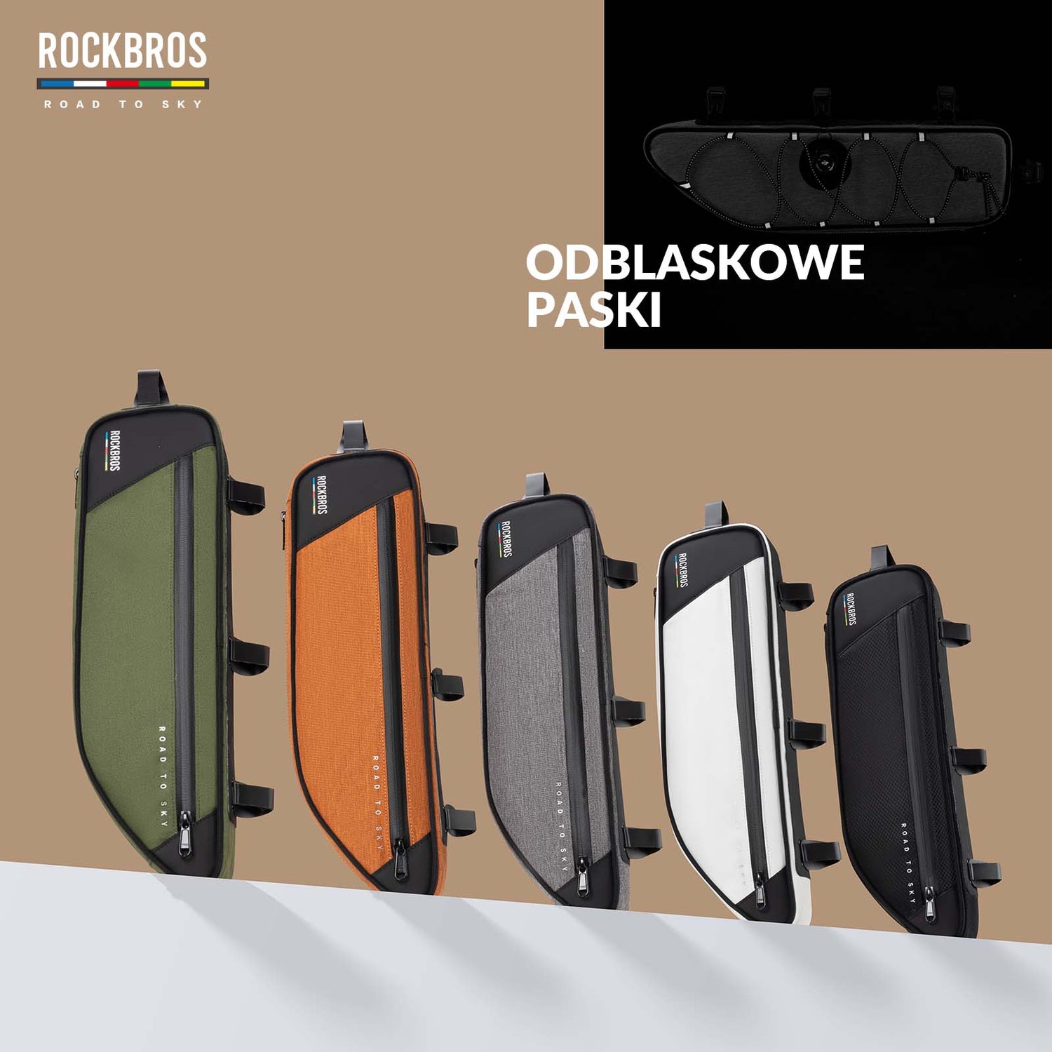 ROAD TO SKY Torba Rowerowa na Ramę Wodoodporna Odblaskowa 0,7L-Szary