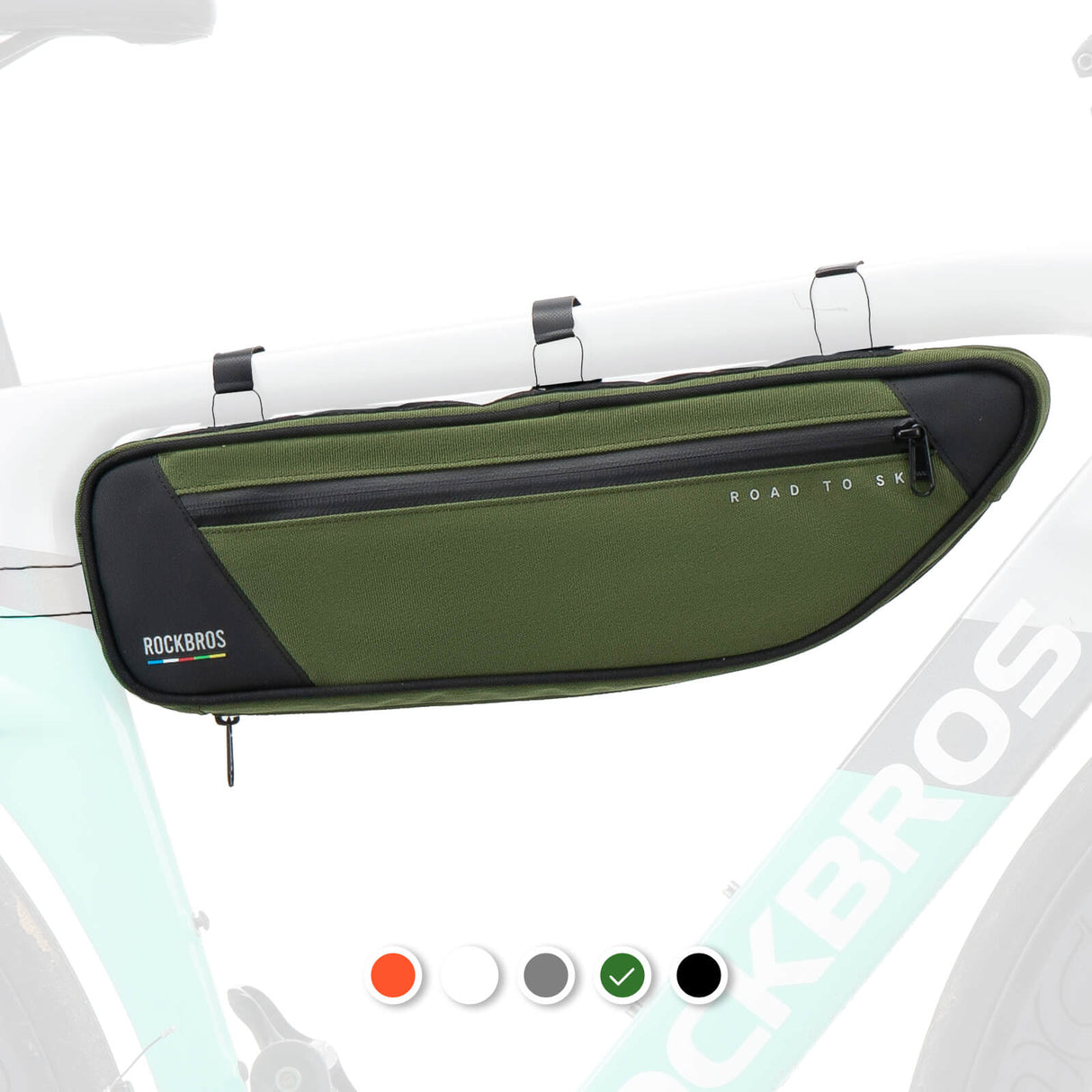 ROAD TO SKY Torba Rowerowa na Ramę Wodoodporna Odblaskowa 0,7L-Zielony