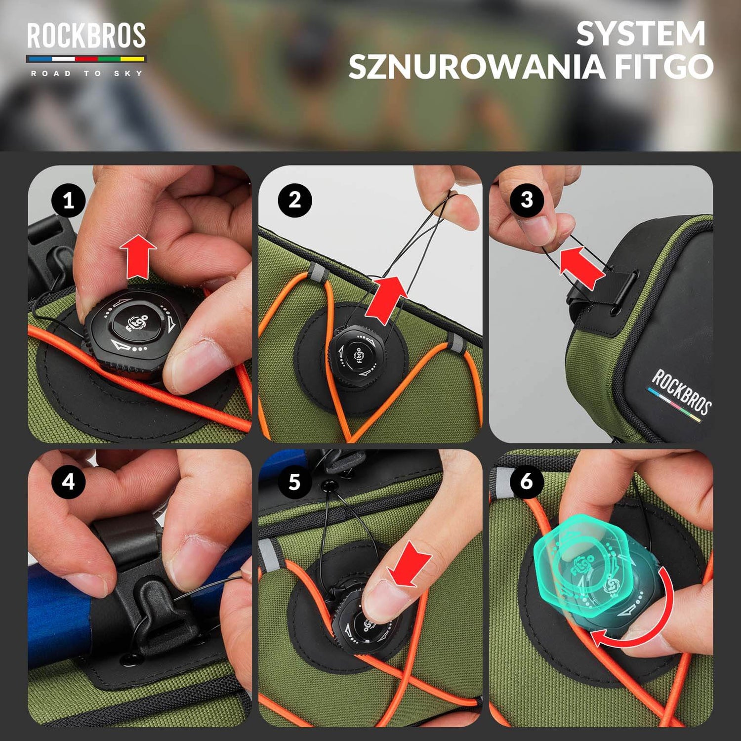 ROAD TO SKY Torba Rowerowa na Ramę Wodoodporna Odblaskowa 0,7L-Zielony