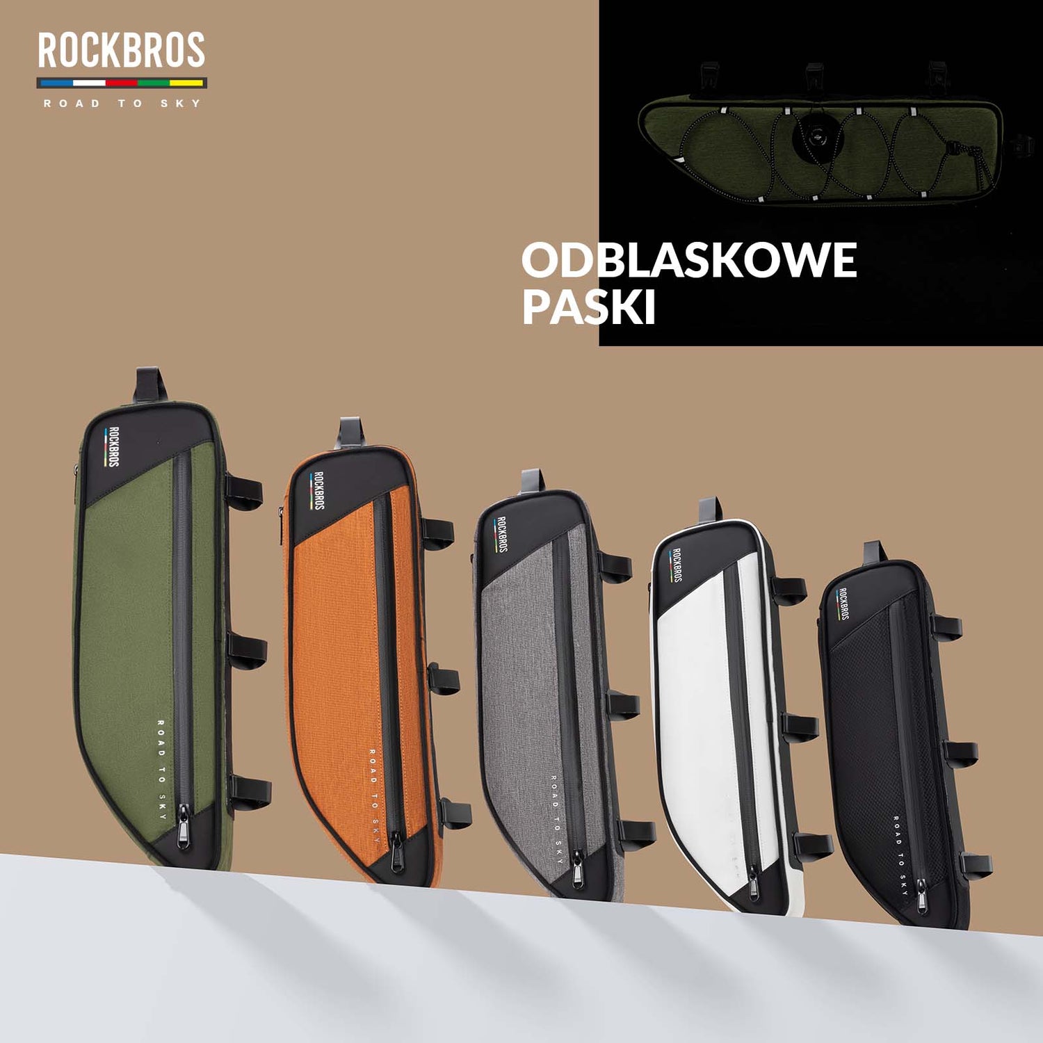 ROAD TO SKY Torba Rowerowa na Ramę Wodoodporna Odblaskowa 0,7L-Zielony