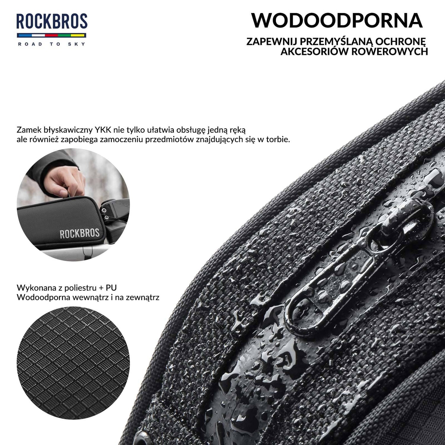ROCKBROS ROAD TO SKY Torba Rowerowa na Ramę Wodoodporna 0,7L Torby na ramę