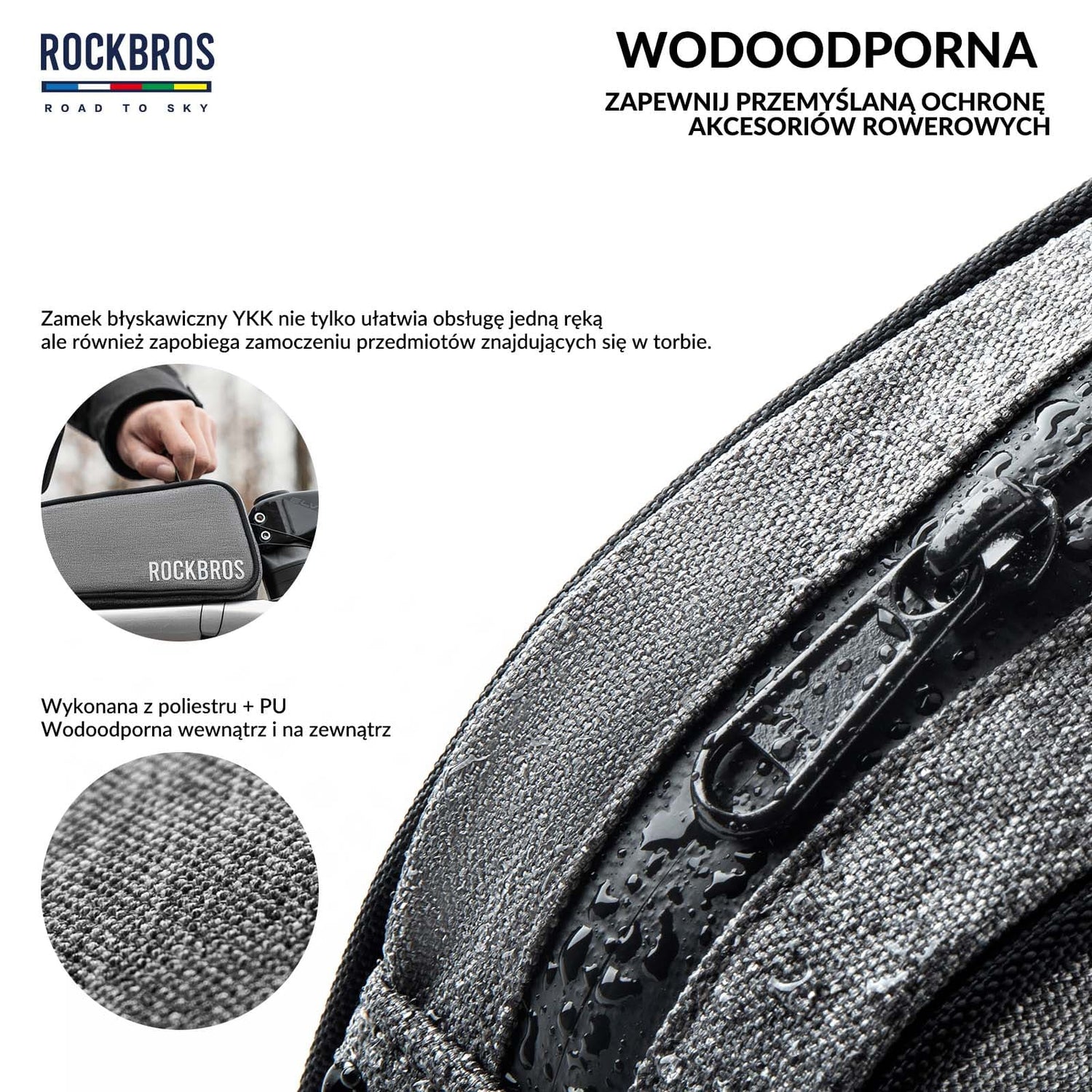 ROCKBROS ROAD TO SKY Torba Rowerowa na Ramę Wodoodporna 0,7L Torby na ramę