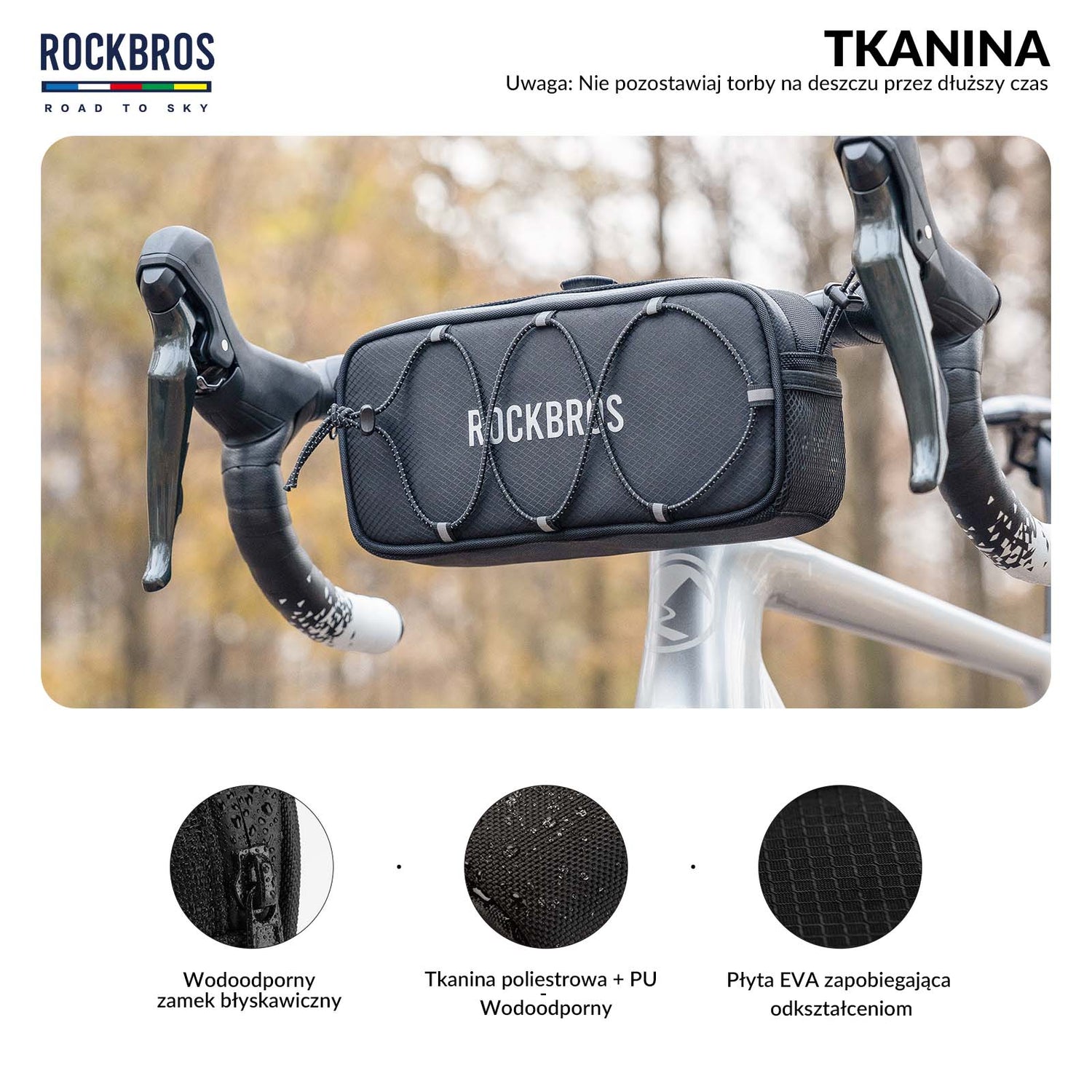 ROCKBROS ROAD TO SKY Torby na Kierownicę Rowerową Wodoodporna 1.9L Torby na kierownicę