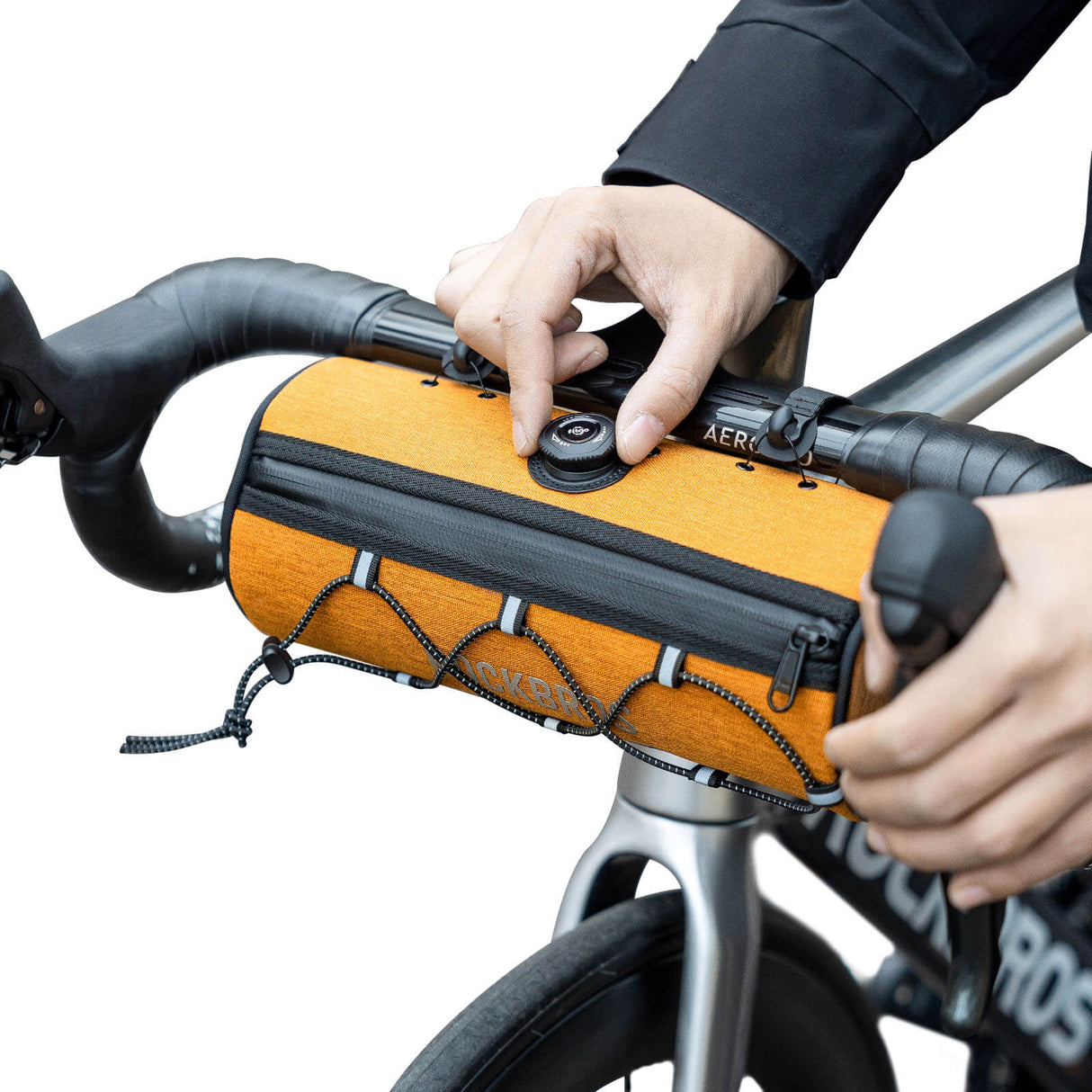 ROAD TO SKY Torby na Kierownicę Rowerową Wodoodporna Odblaskowa Stabilna 1,5L-Pomarańczowy