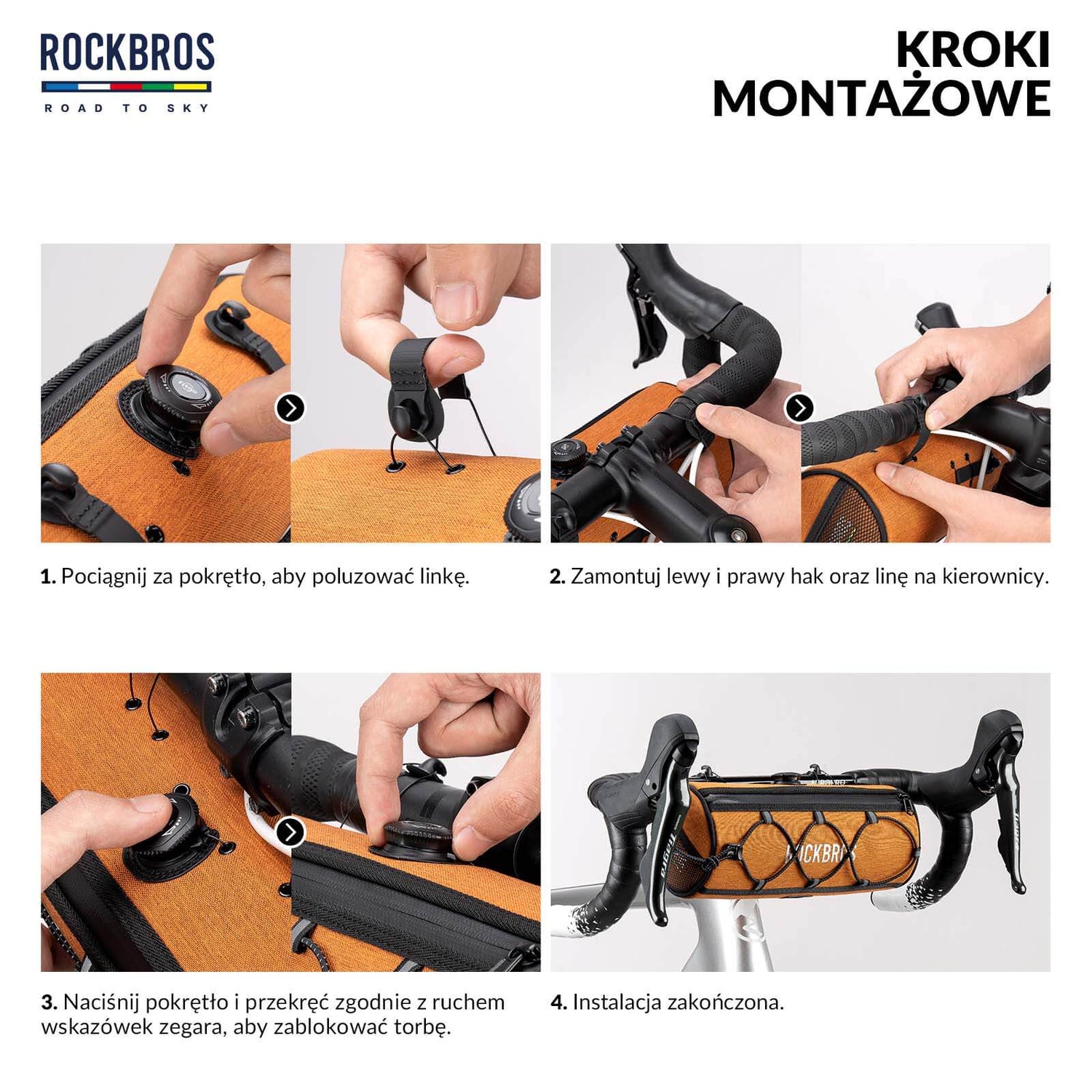 ROCKBROS ROAD TO SKY Torby na Kierownicę Rowerową Wodoodporna 1,5L Torby na kierownicę