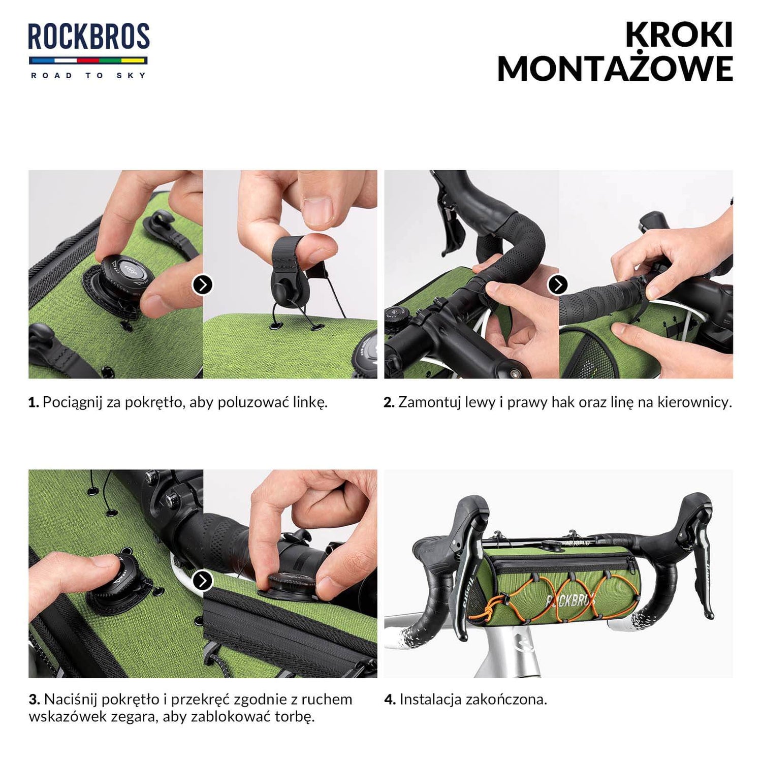 ROCKBROS ROAD TO SKY Torby na Kierownicę Rowerową Wodoodporna 1,5L Torby na kierownicę