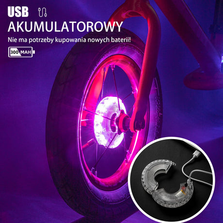 ROCKBROS Światło Koła Rowerowego USB-Ładowalna, Wodoodporna Lampa Do Obręczy Światła rowerowe