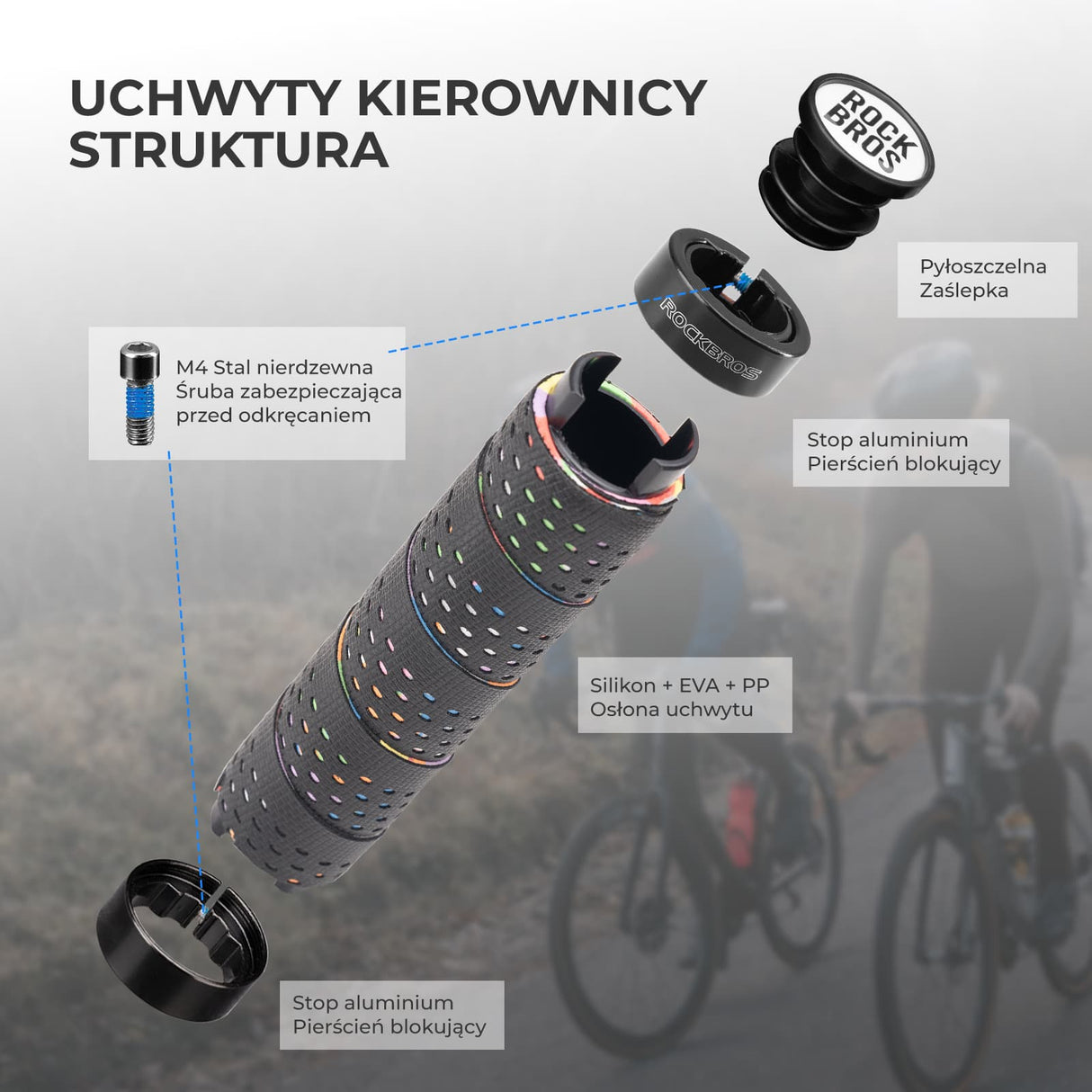 ROCKBROS Chwyty Rowerowe 22,2 mm z Podwójną Blokadą-GR0112 Rączki rowerowe