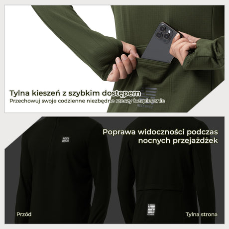 ROCKBROS Ciepła Bluza Kurtki z Polarem Ciemnozielony-YPW080 Kurtki