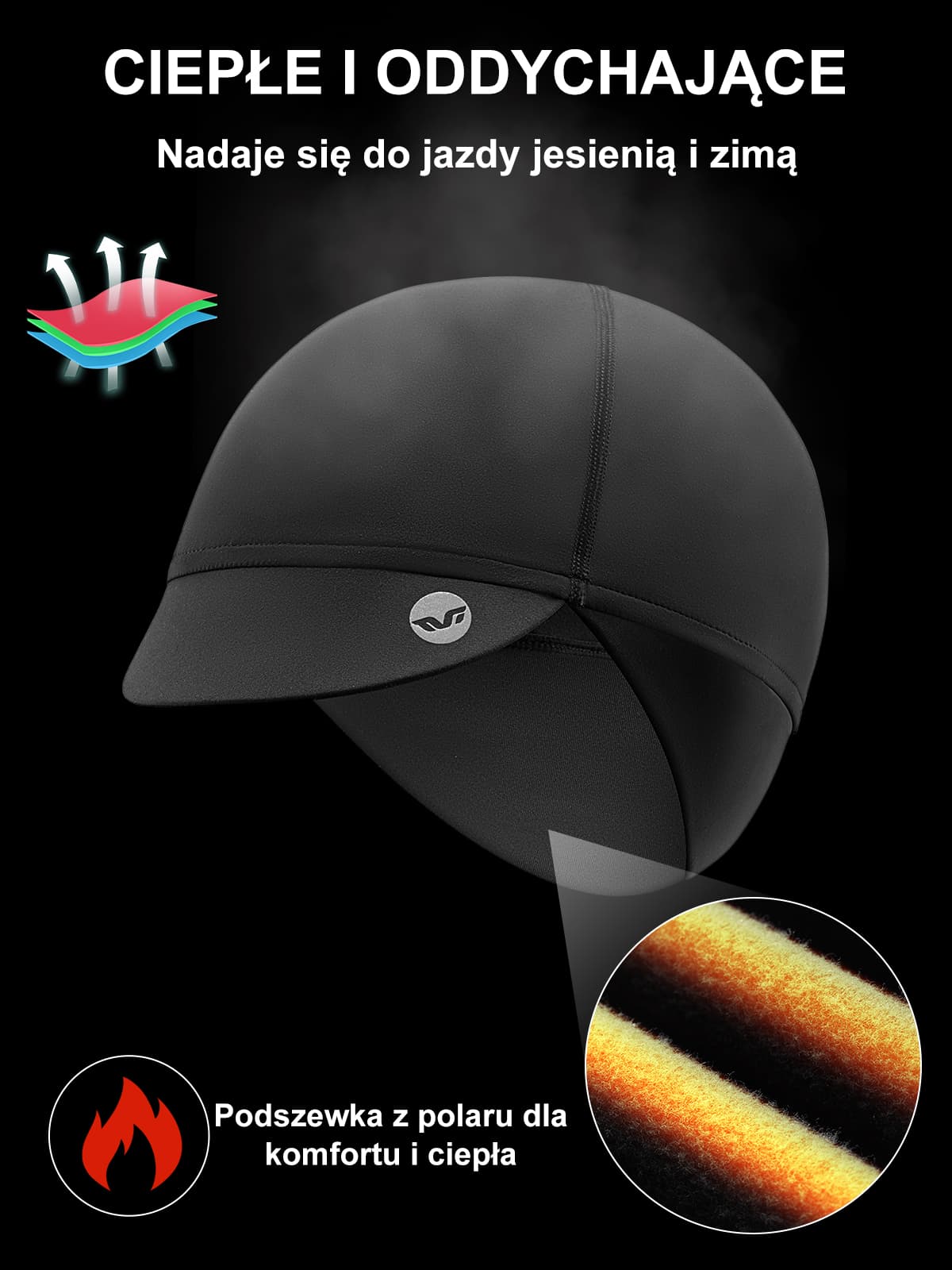 ROCKBROS TVI Ciepła Czapka Rowerowa z Mikropolaru Idealna pod Kask-M010 Czapki