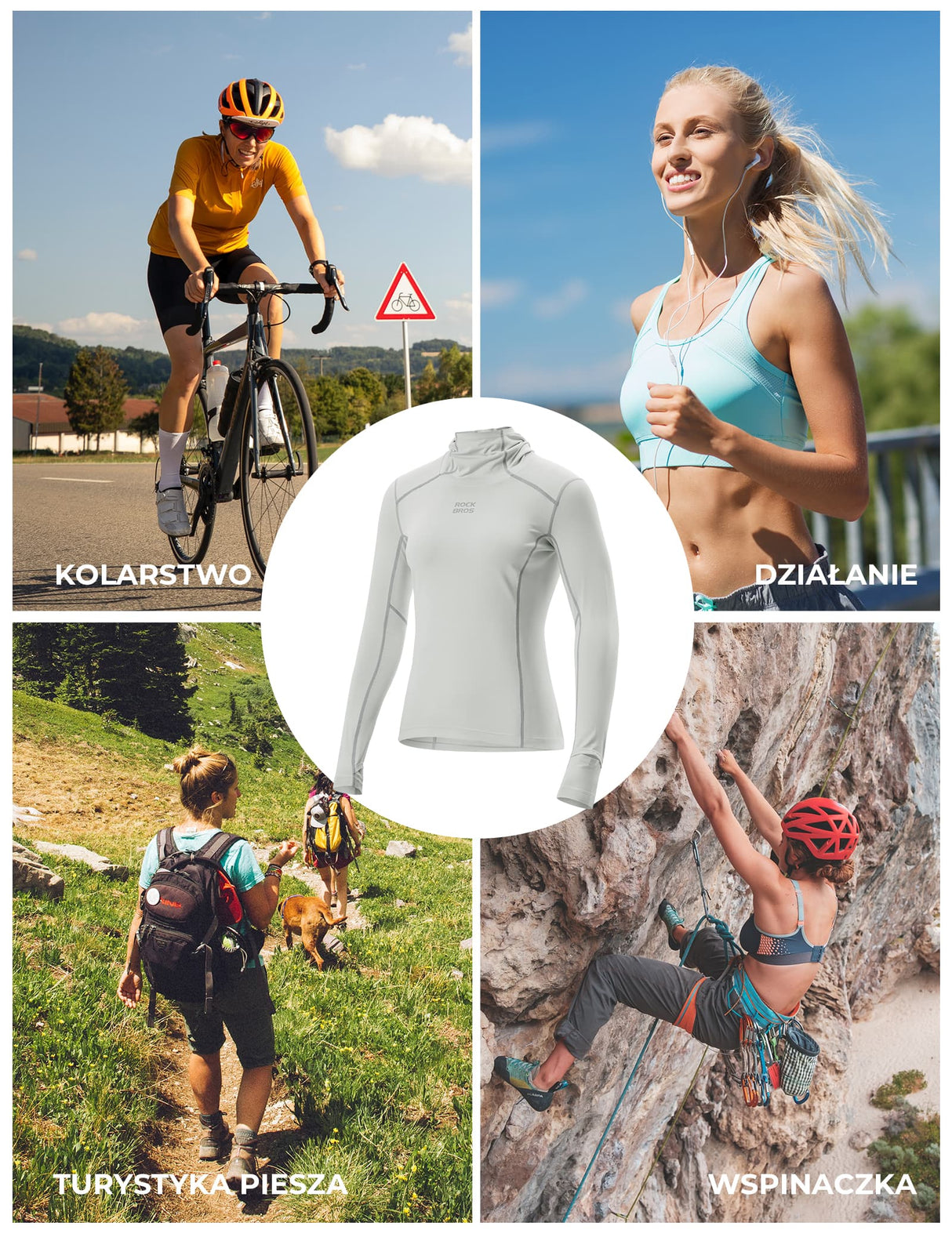 ROCKBROS Damska Bluza Rowerowa Z Kapturem UPF 50+ -YPW078-1 Koszulki