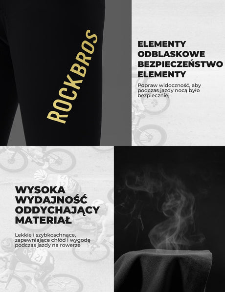 ROCKBROS Męskie Długie Legginsy Kolarskie Bezszwowe, Szybkoschnące-YDCK008 Getry