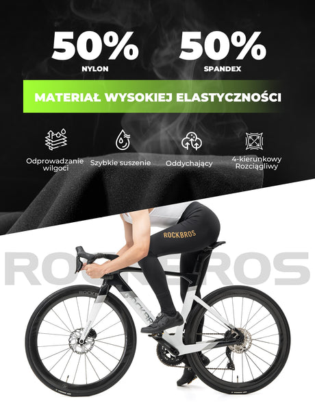 ROCKBROS Męskie Długie Legginsy Kolarskie Bezszwowe, Szybkoschnące-YDCK008 Getry