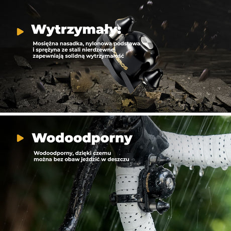ROCKBROS Dual Hammer Bike Bell – Głośny, podwójny dzwonek rowerowy dla dzieci i dorosłych-Czarny