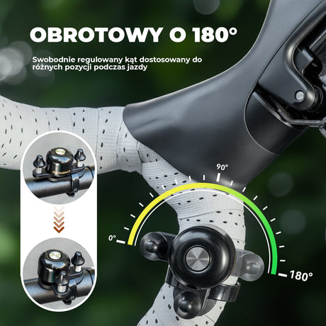 ROCKBROS Dual Hammer Bike Bell – Głośny, podwójny dzwonek rowerowy dla dzieci i dorosłych-Czarny