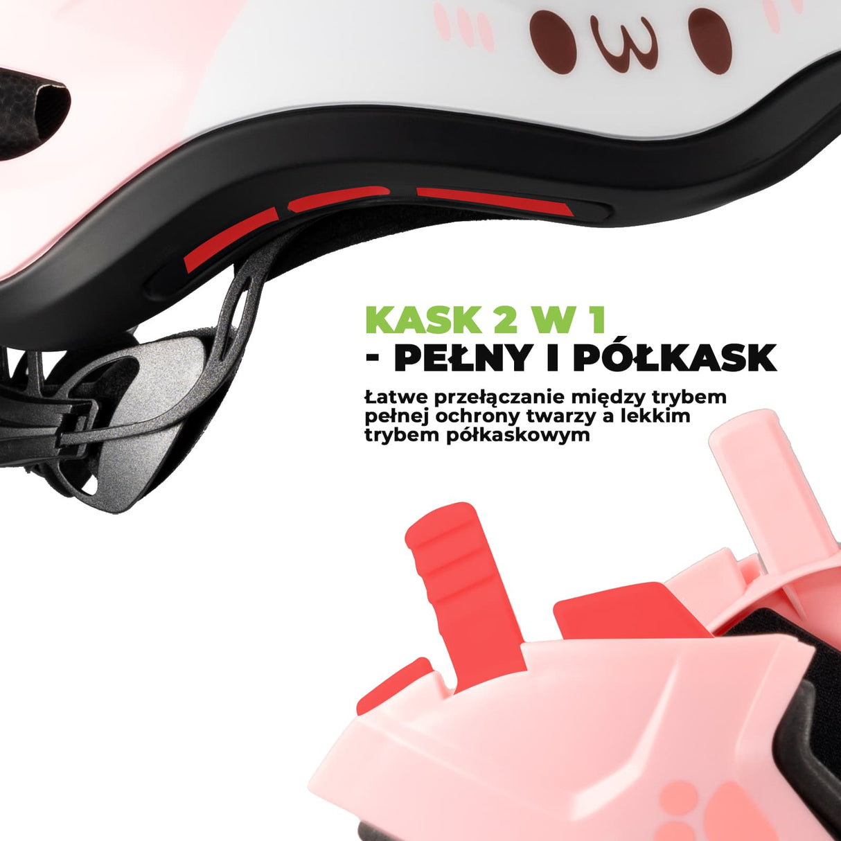Kask Dziecięcy z Motywem Kreskówkowym i Odpinaną Osłoną Podbródka-TT-32