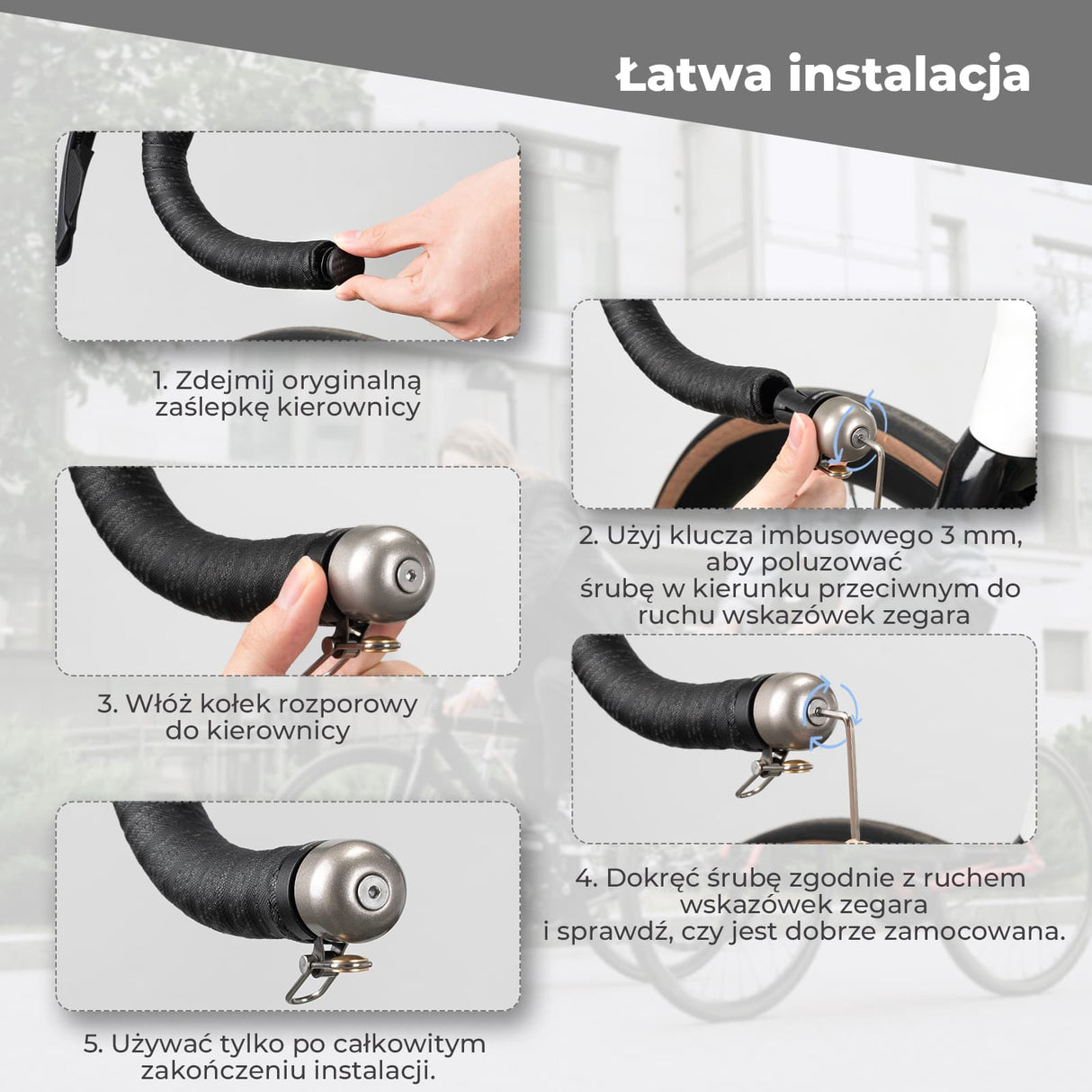 ROCKBROS Dzwonek do Roweru Szosowego Kompatybilny 100dB z Kierownicami 22,2 mm-BB2502 Dzwonki